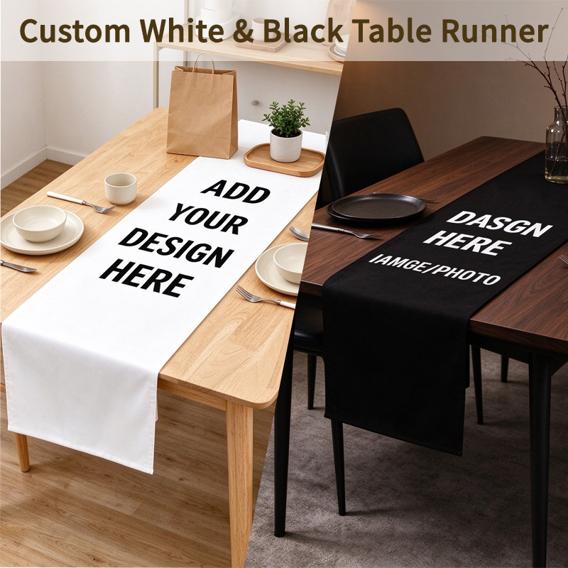 Table Runner - Индивидуальный настольный декор для дома, черный/белый