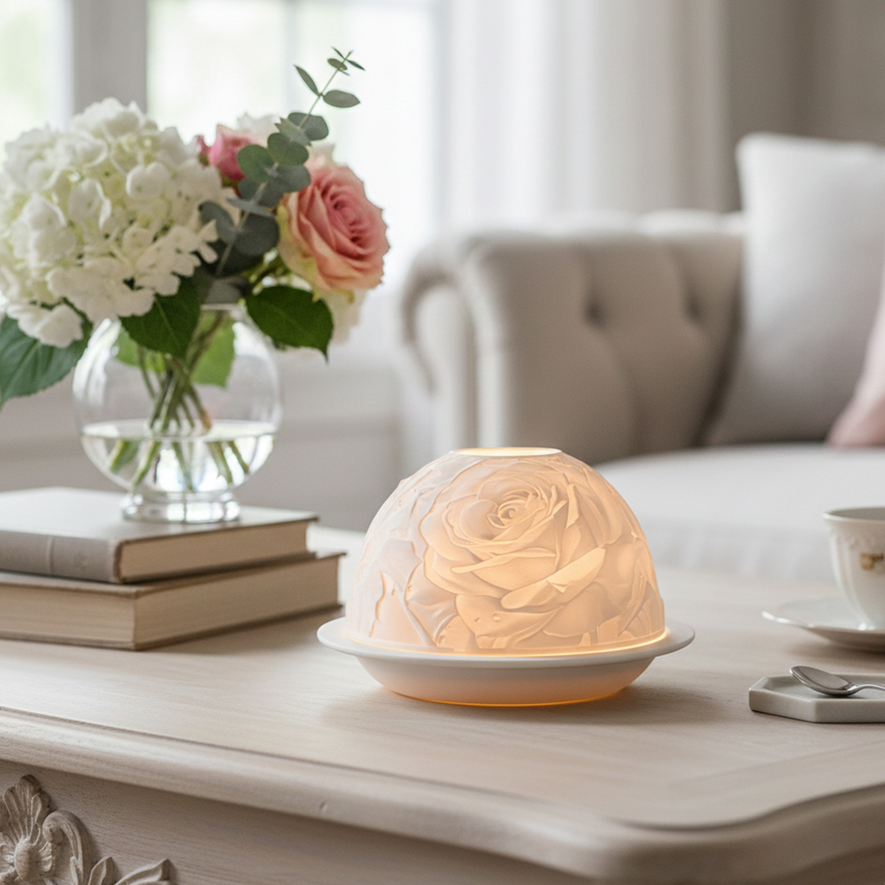 Candle Holder Decor - Элегантный розовый фарфоровый подсвечник, теплый светящийся