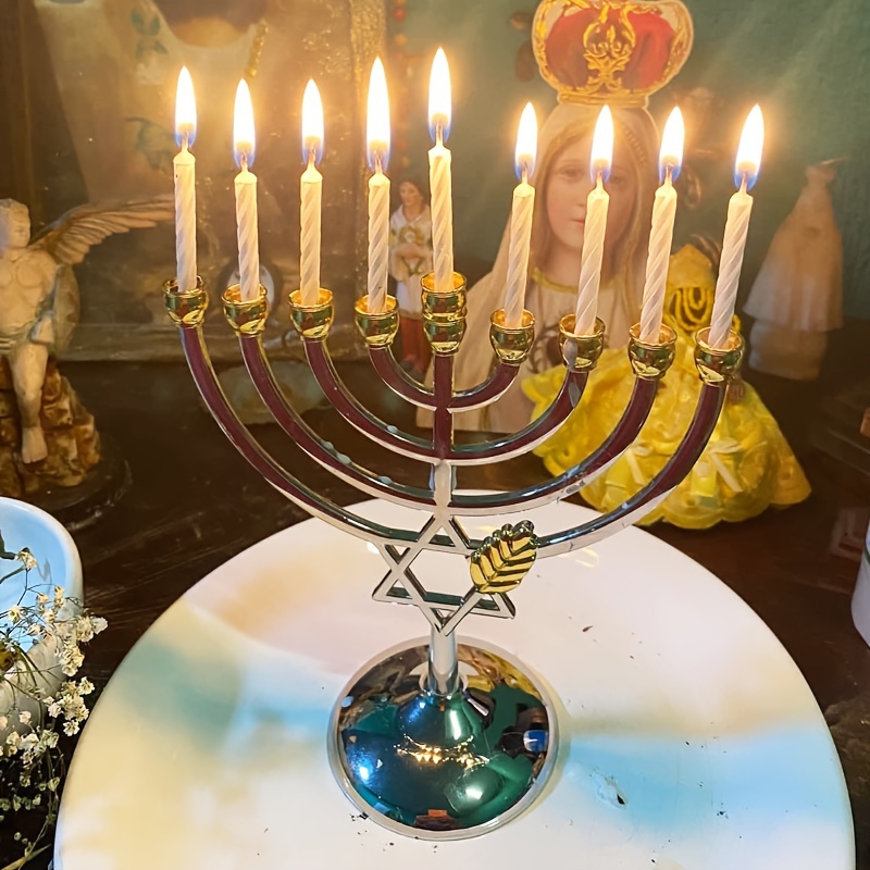 Candle Holder Decor - Менора на Хануку, 9-конечный подсвечник, металлический