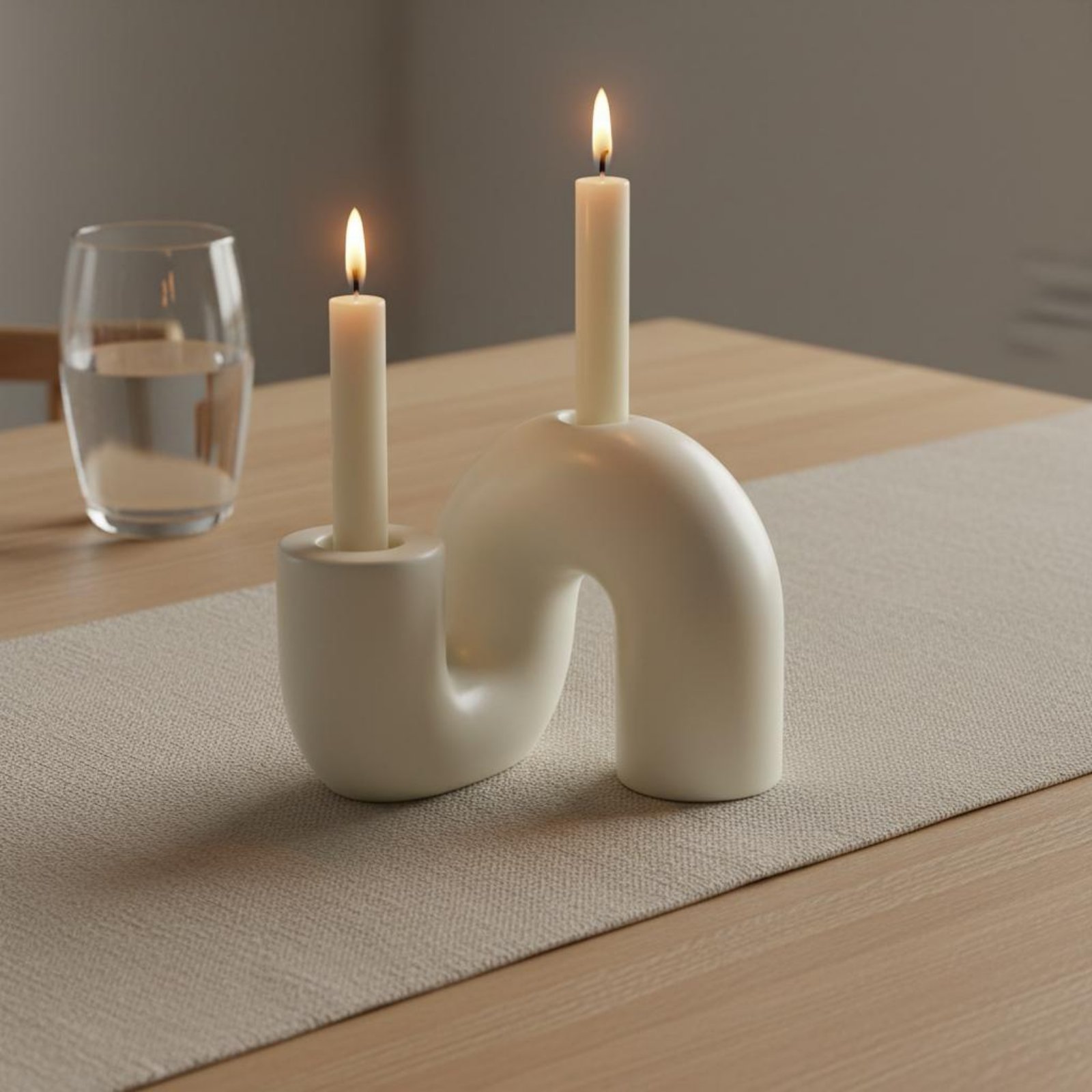 Candle Holder Decor - Волнистый керамический подсвечник: минималистичный дизайн, абстрактный