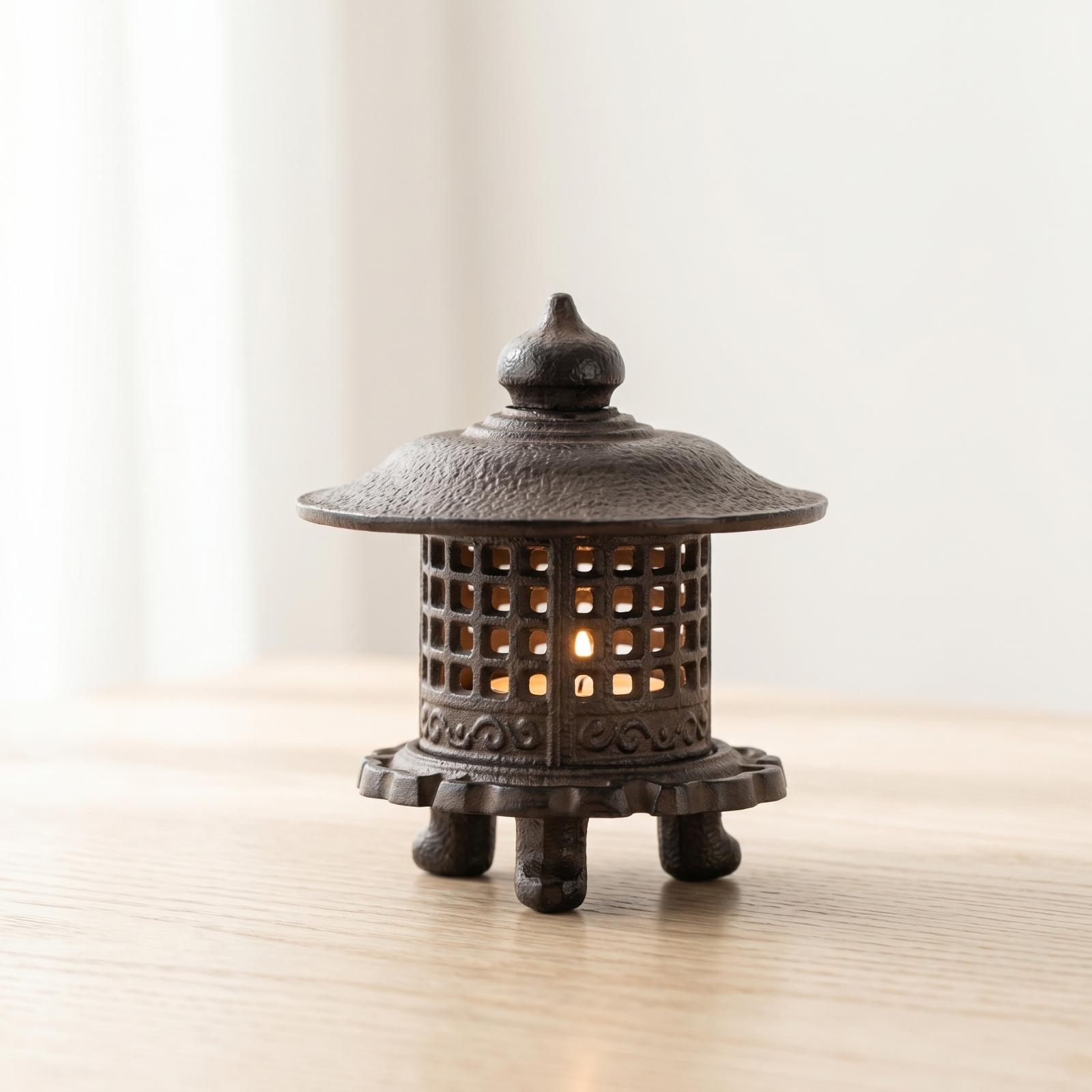 Candle Holder Decor - Чугунный настольный подсвечник-фонарь в винтажном стиле,