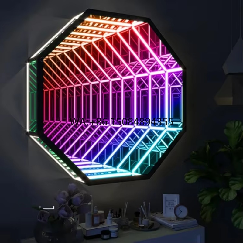Decorative Mirror - Октаугональное 3D-зеркало-туннель с эффектом бесконечности, светодиодный
